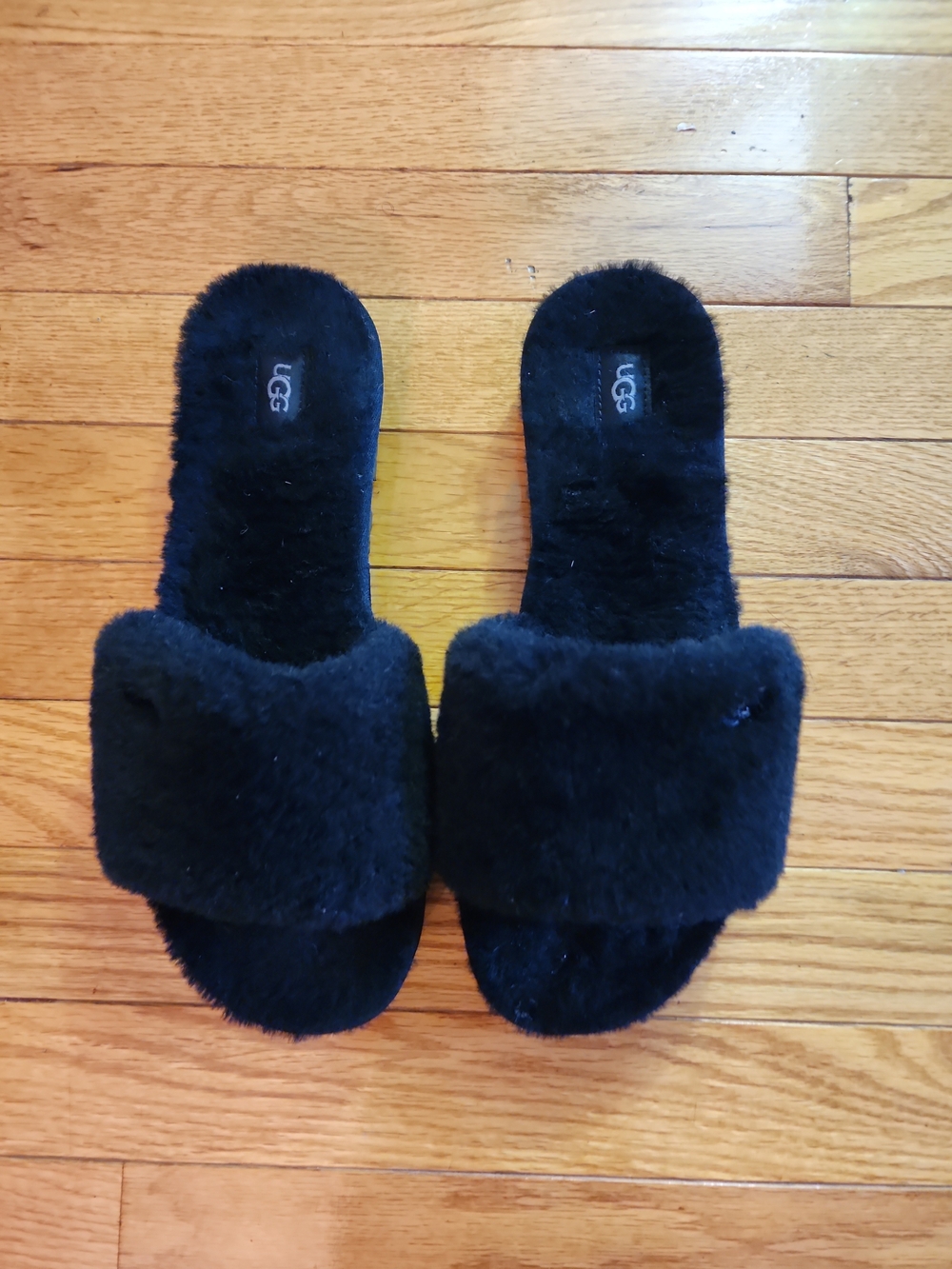 UGG Cozette  Black Sheepskin Fluff Slide Women's Slippers